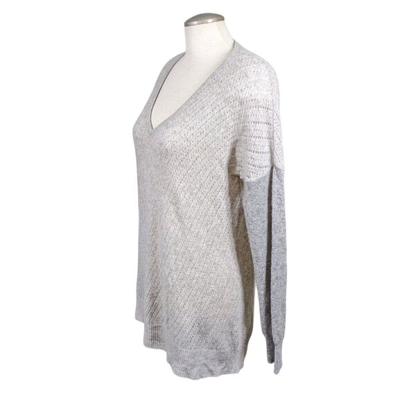 Womens Cashmere Sweater Size Medium Gray Mixed Knit Pullover Lightweight Raffi - Picture 2 of 5